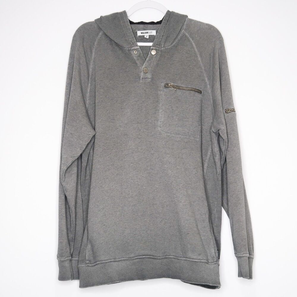 William Rast Mens Sweater Gray Size‎ XL Black Hoodie Grunge Streetwear